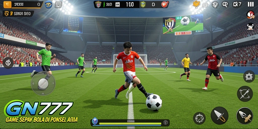 Tampilan gameplay seru dari GN777 dengan aksi sepak bola intens.