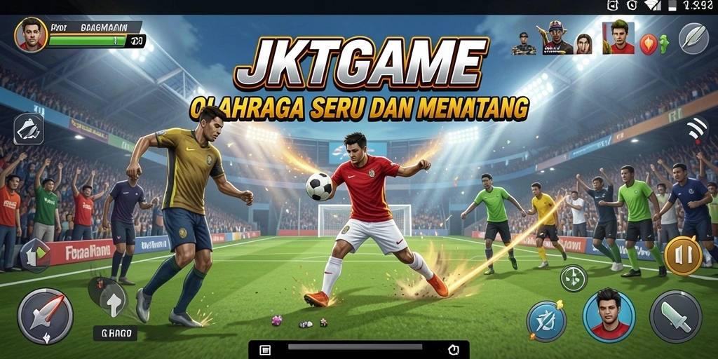 Screenshot utama JKTGAME menampilkan serunya gameplay olahraga.