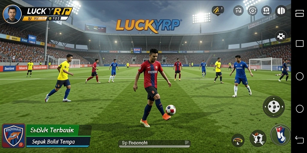 Tampilan gameplay LUCKYRP yang epik dengan aksi sepak bola seru.