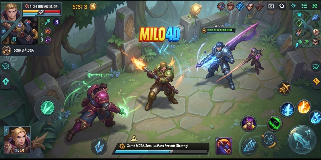 Screenshot permainan <strong>MILO4D</strong> menunjukkan aksi hero yang seru di arena pertempuran.