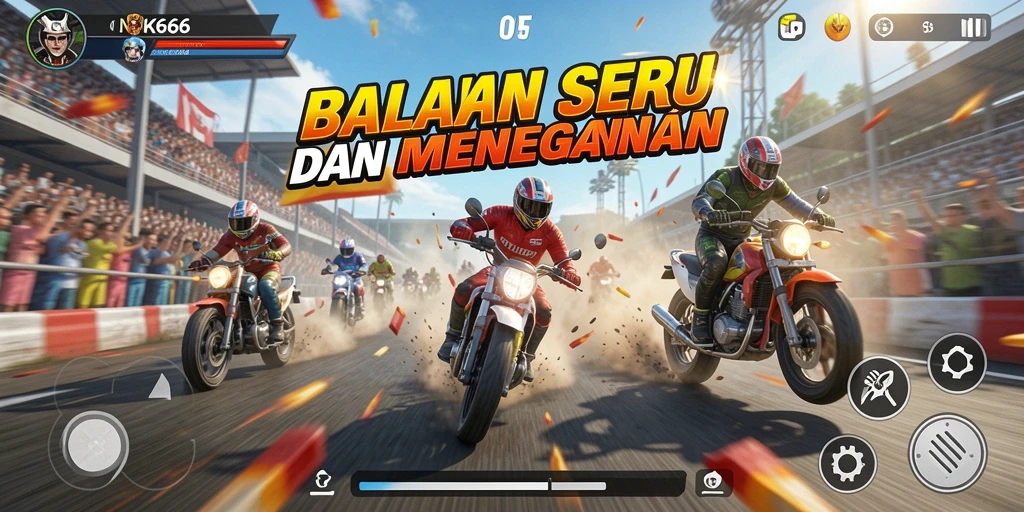 Gameplay NK666 yang menegangkan dan seru saat balapan.