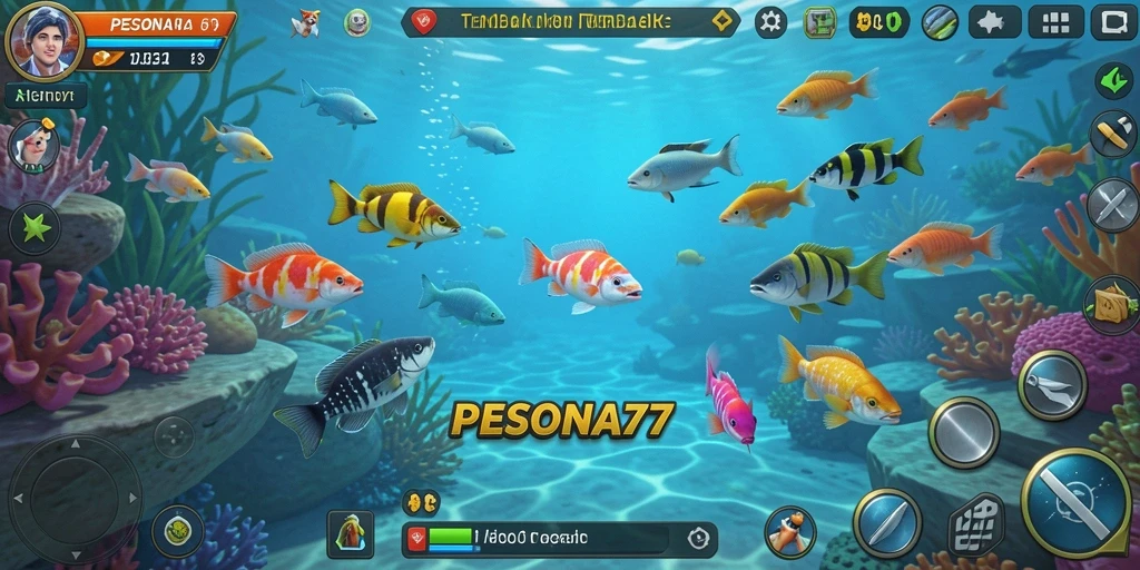 Screenshot utama PESONA77 menampilkan gameplay seru Tembak Ikan.