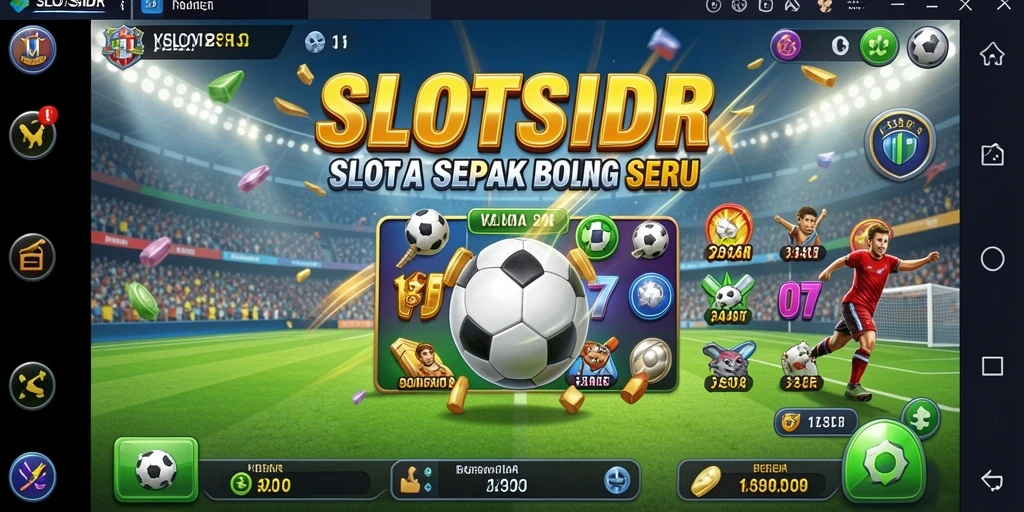 Tampilan gameplay SLOTSIDR dengan tema sepak bola yang menyenangkan.