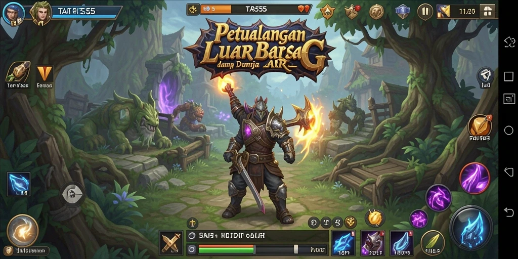 Screenshot TAR555 menampilkan grafis menawan dan aksi pertarungan intens.