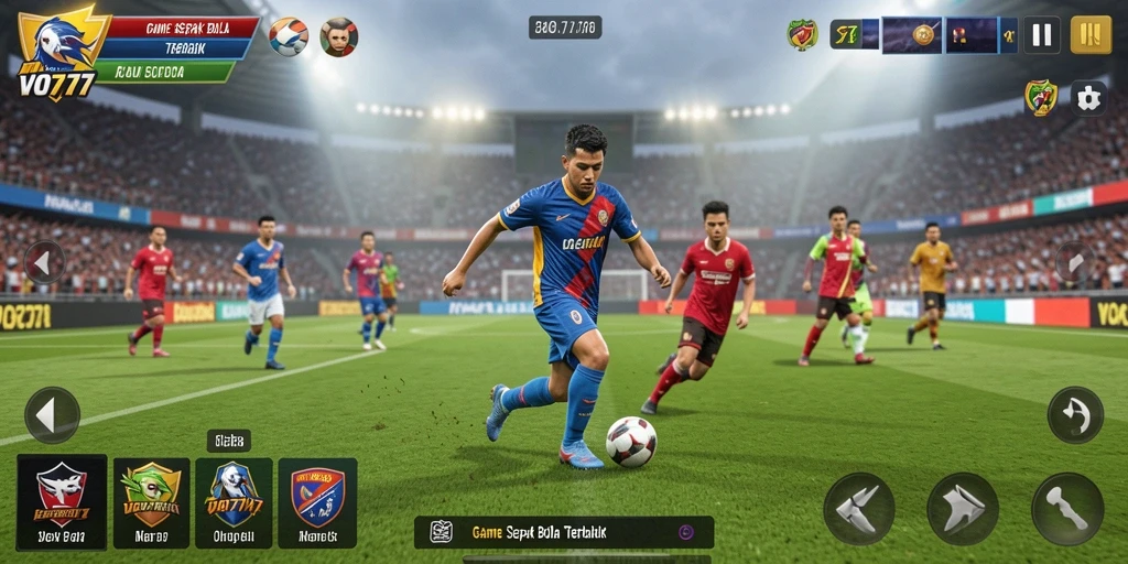 Tampilan gameplay VO777 yang menegangkan dalam pertandingan sepak bola.