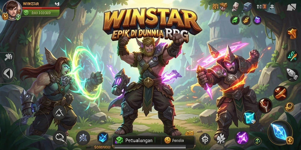 Screenshot WINSTAR yang menampilkan aksi pertarungan yang mendebarkan di dunia RPG.